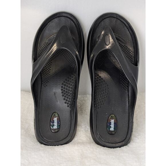 Okabashi Mens Black Rubber Flip Flops XL - Picture 3 of 6
